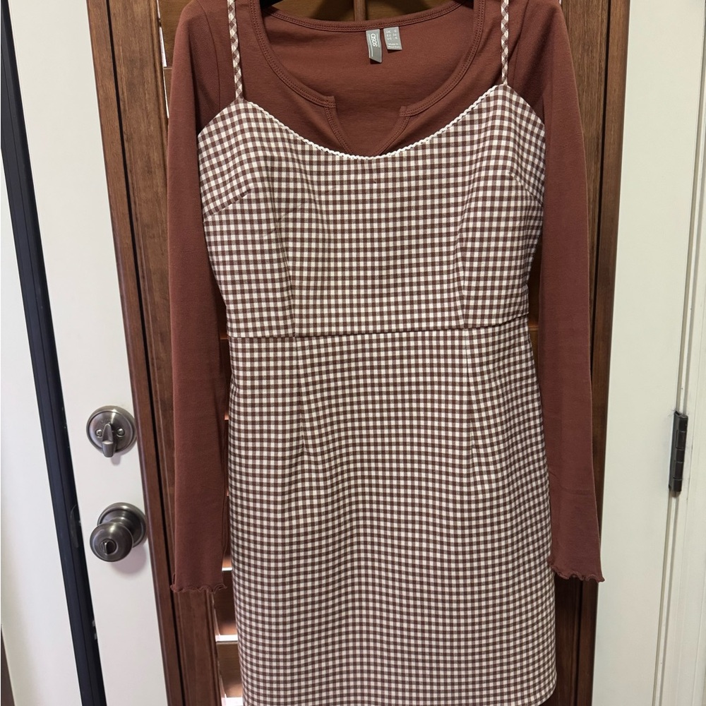 Urban Outfitters Brown Gingham Checkered Dress